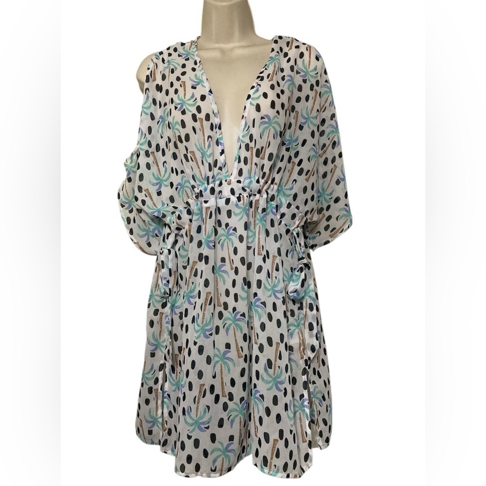 Tropical Print V-Neck cover up
